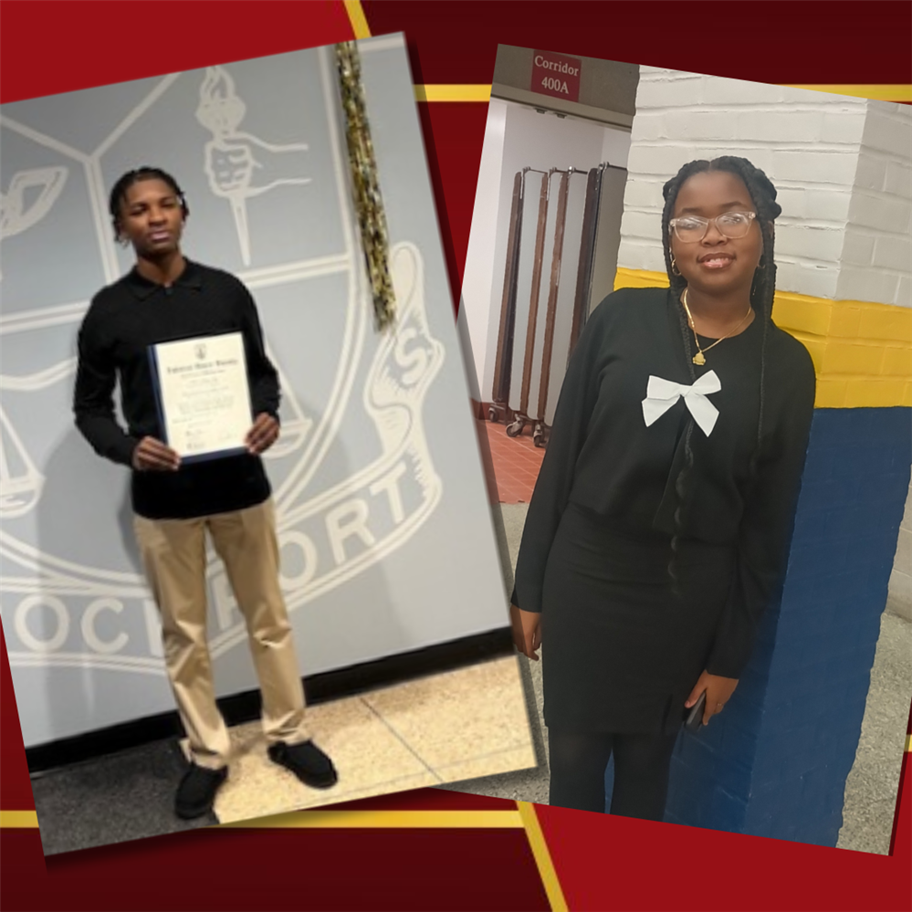  Pictures of Zoe Avery and Levar Colquitt at their honor society ceremonies.